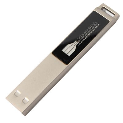 USB flash-карта LED с белой подсветкой (8Гб), серебристая, 6,6х1,2х0,45 см, металл, серебристый