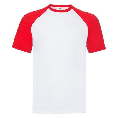 Футболка мужская SHORT SLEEVE BASEBALL T 160, красный, белый