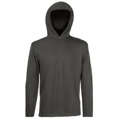 Футболка "Long Sleeve Hooded T", светлый графит_L, 100% х/б, 160 г/м2, серый