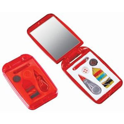 Набор швейный с зеркалом; красный; 7,5х4,9х1 см; пластик; тампопечать, ярко-красный