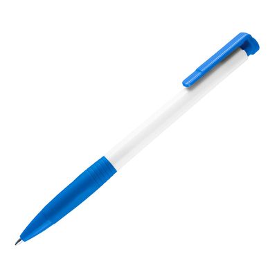 N13, ручка шариковая с грипом, пластик, белый, синий, белый, синий