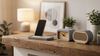 Bluetooth-колонка "Stonehenge" 5Вт с беспроводным зарядным устройством, камень/бамбук, серый/бежевый