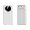 Зарядное устройство "Phantom" 10000 mAh с 4мя встроенными кабелями и цифровым индикатором заряда, белый
