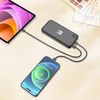Зарядное устройство "Форт" 10000 mAh с подсветкой логотипа, встроенными кабелями и цифровым индикатором заряда, черный