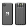 Зарядное устройство "Форт" 10000 mAh с подсветкой логотипа, встроенными кабелями и цифровым индикатором заряда, черный