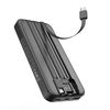 Зарядное устройство "Форт" 10000 mAh с подсветкой логотипа, встроенными кабелями и цифровым индикатором заряда, черный