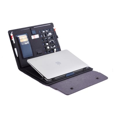 Мобильный офис с беспроводным зарядным устройством 5000 mAh, серый с черным