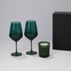 Подарочный набор свеча Enigma + 2 бокала для вина Emerald в черной коробке