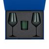 Подарочный набор свеча Enigma + 2 бокала для вина Emerald в синей коробке