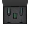 Подарочный набор свеча Enigma + 2 бокала для шампанского Emerald в черной коробке