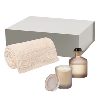 Подарочный набор Mizu, Fado, бежевый (свеча, диффузор, плед)