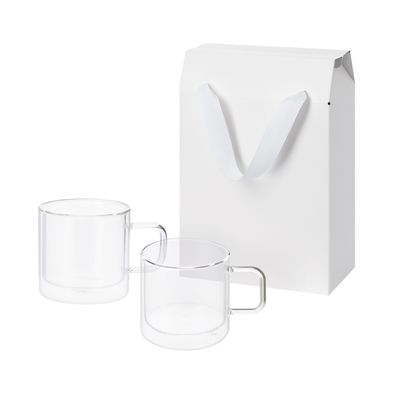 Подарочный набор 2 стеклянные кружки Luna в коробке-пакете